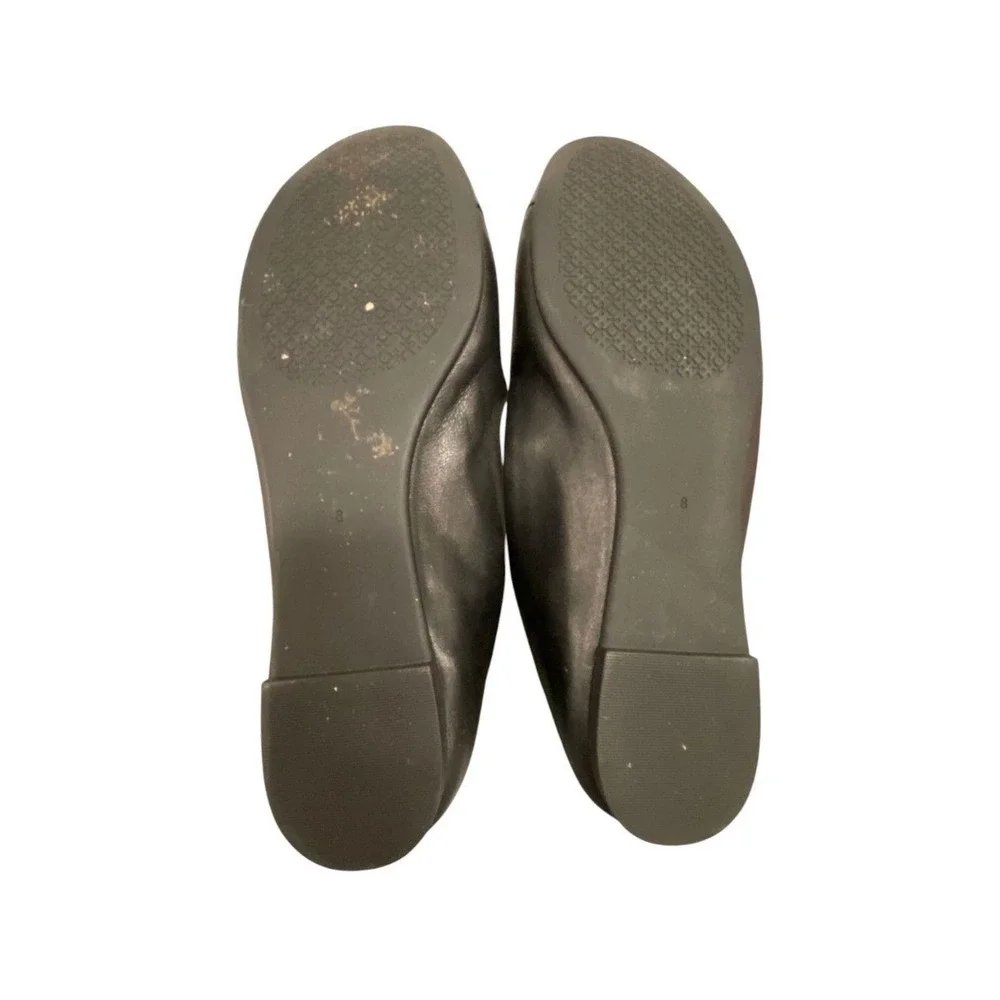 Tory Burch Claire Ballet Flats Women 8 Black Good Patent Cap Toe Logo